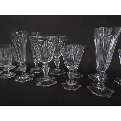 4464 - A large quantity of handblown glasses originally from the Essenburg Castle. The two part sets were m... 