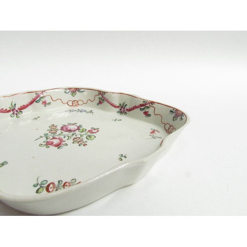 4342 - A Polychrome lobed shape tray/serving dish, Circa 1760-70, pattern 145, 18.5cm x 15.5cm   (C)