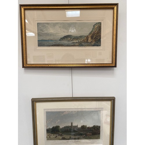 4447 - Four various 19th Century etchings/prints including City of Canterbury harbour/port, Talmouth bay an... 