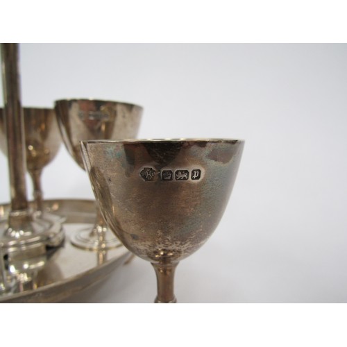 4359 - A William Hutton and Sons silver egg cup stand with four eggcups, Sheffield 1907, 666g    (R) £250