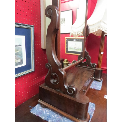 4044 - A 19th Century style mahogany swing mirror with two jewellery drawers, 28cm high x 57cm wide