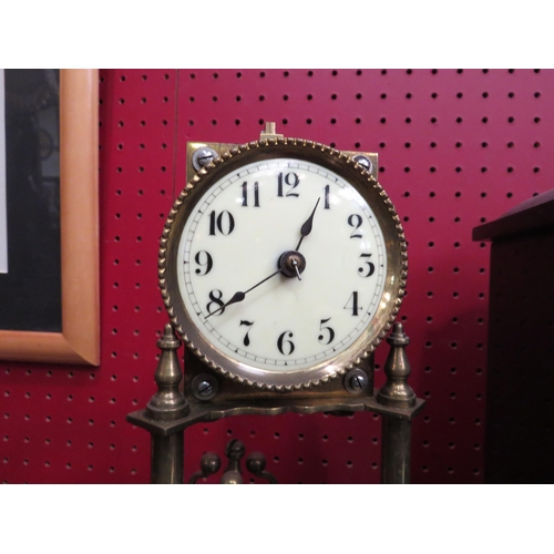 4055 - A Victorian black Belgium marble mantel clock and a brass anniversary clock under glass dome (2)