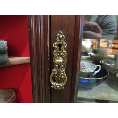 4072 - A mahogany carved mirror backed display cabinet on cabriole legs with ball and claw feet.  No key. 1... 