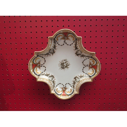 4116 - An Imari palette porcelain cabinet dish with scrolled gilt enriched swags, 22cm diameter   (E) £20-3... 