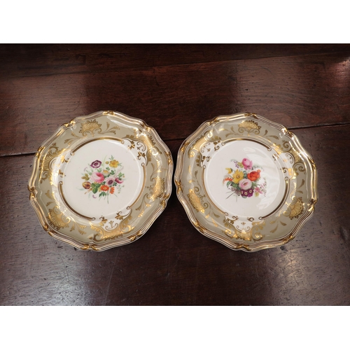 4127 - Two 19th Century Davenport cabinet plates, white ground with central floral spray, the border enrich... 