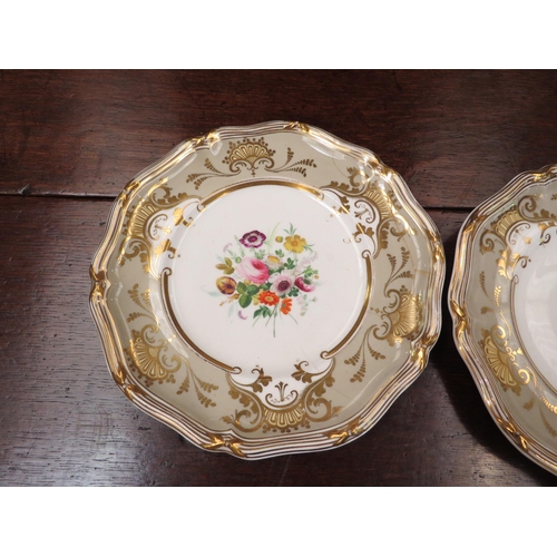 4127 - Two 19th Century Davenport cabinet plates, white ground with central floral spray, the border enrich... 