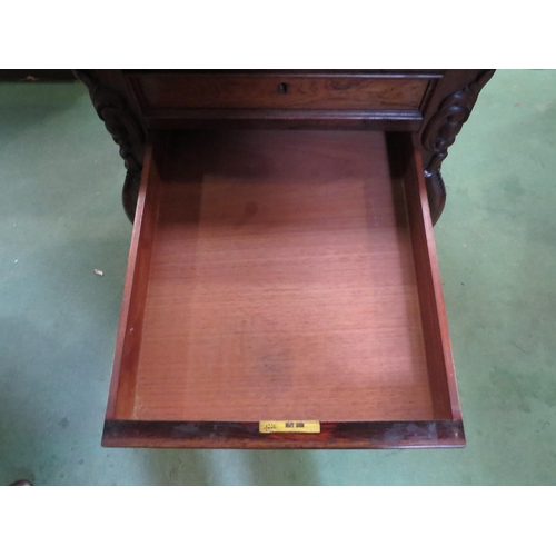 4237 - A walnut sewing table, two drawers over a recessed drawer, two faux drawers, cabriole legs with drop... 