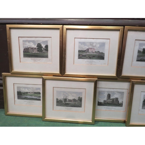 4272 - A set of nine coloured prints of Suffolk Halls and scenes including Hoxne and Thornham, framed and g... 