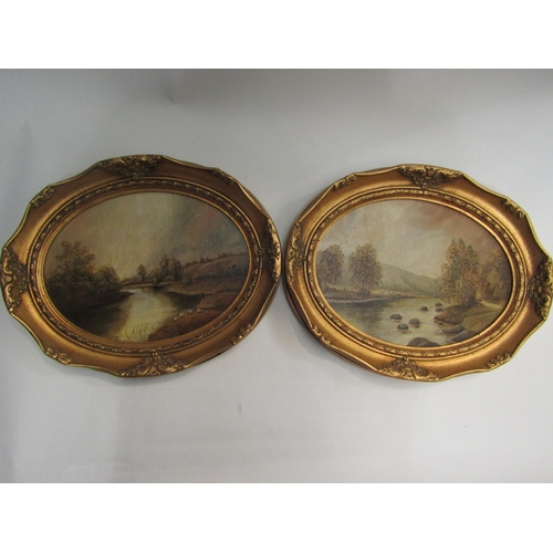 4440 - Four G.M. Jamieson gilt framed oils on board of harbour Broadland and river scenes together with two... 