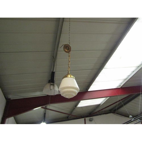 4488 - Two brass and opaque shade light fittings