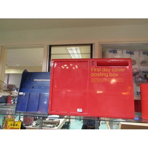 9177 - A plastic First day cover post box and stationary box