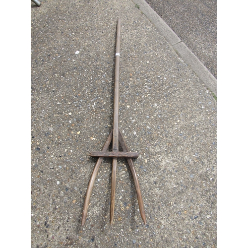 9002 - A wooden three tine hay fork