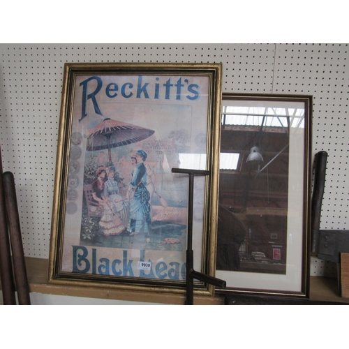 9030 - A framed and glazed print Reckitts Black Lead and framed map of Buckingham  (E)  £5-10