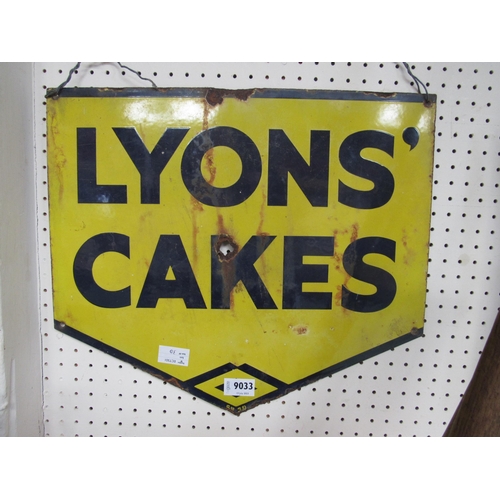 9033 - An enamel Lyons Cakes sign, 18