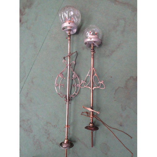 9124 - Two early 20th Century gas mantel ceiling lights including one Art Nouveau example
