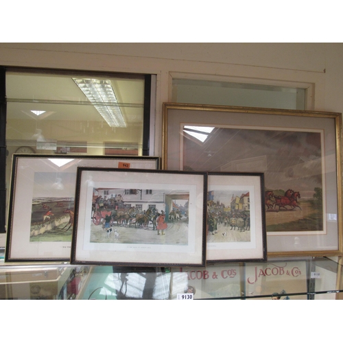 9130 - Four framed and glazed horse and carriage prints including 