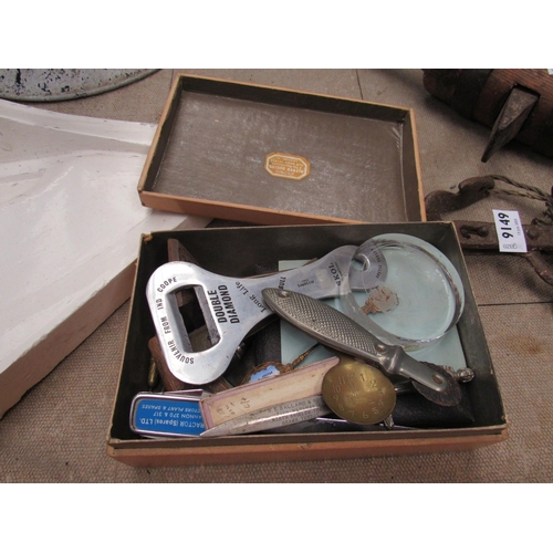 9148 - A box of mixed including cased Apostle spoons, paperweight etc