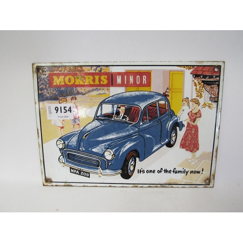 9154 - An enamel sign; Morris Minor, 10
