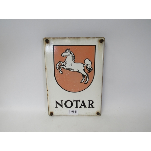 9161 - An enamel sign; 'Notar' depicting a horse, 8