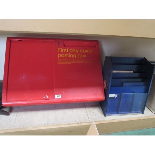 9177 - A plastic First day cover post box and stationary box