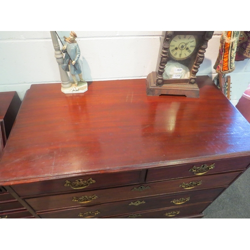 1026 - A George III mahogany chest of two short over three graduating long drawers on bracket feet, 91cm hi... 