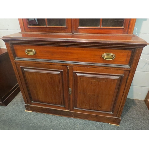 1052 - A mahogany secretaire bookcase with astragal glazed upper section, single drawer over twin door cupb... 