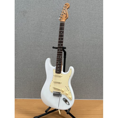 1167 - A Stratocaster style handmade electric guitar, white body with cream hardware