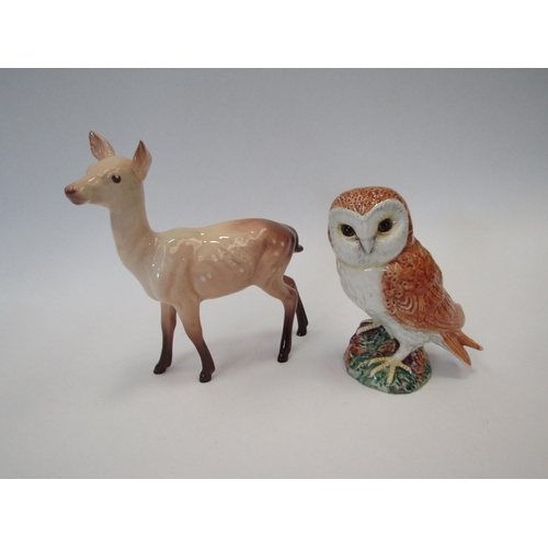 1472 - A Beswick Doe in gloss, model no. 999A, together with a Beswick Owl in gloss, model no. 2026