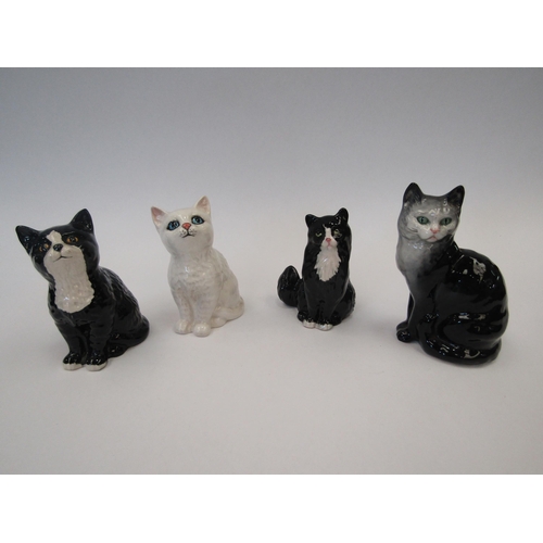 1476 - Two Beswick Kittens in gloss, model no. 1886 in black and white gloss, Cat seated in black gloss, mo... 