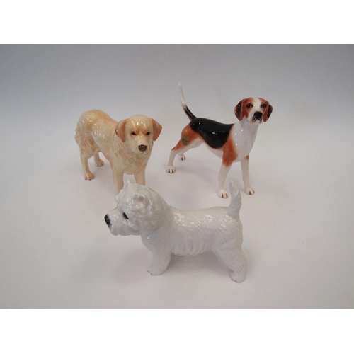 1478 - Three John Beswick dogs - Foxhound model no. JBD71, Golden Retriever model no. JBD81 and West Highla... 