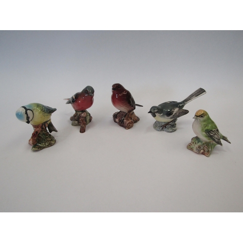 1479 - Five Beswick Birds: Chaffinch, Goldcrest, Blue-tit, Robin and Grey Wagtail