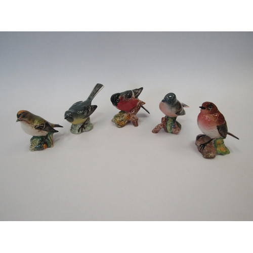 1480 - Five Beswick Birds: Goldcrest, Bullfinch, Grey Wagtail, Robin and Chaffinch