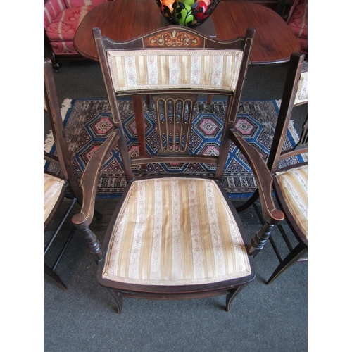 1017 - A suite of three Edwardian inlaid salon chairs including armchair  (E)  £20-30