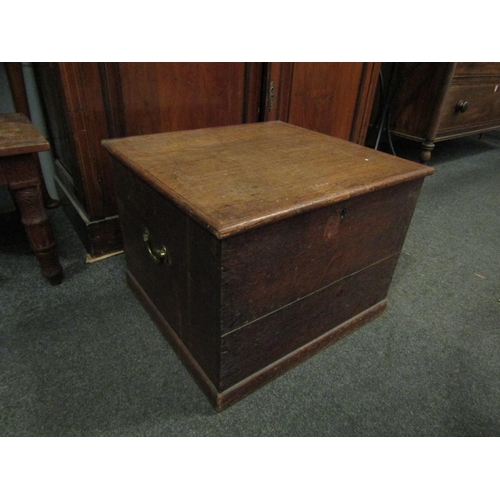 1062 - A Georgian oak chest, the lift top opening to reveal multiple trays, 38cm high x 50cm wide x 51cm de... 