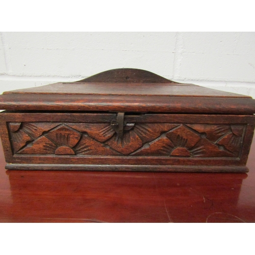 1068 - An early 19th Century carved oak bible box, 15cm high x 41cm wide x 27cm deep