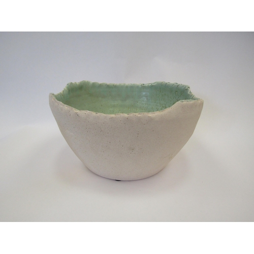 1135 - A Studio Pottery bowl with pale green interior, 26cm diameter  (R)  £15