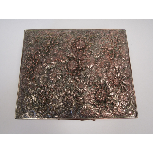 1151 - An embossed silver plated box with floral decoration, a/f, detached lid         (E) £10-20