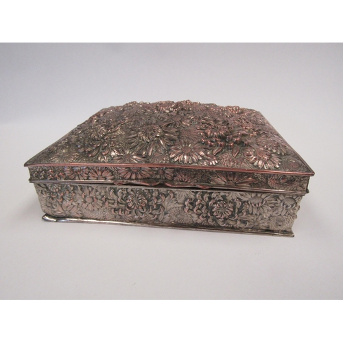 1151 - An embossed silver plated box with floral decoration, a/f, detached lid         (E) £10-20