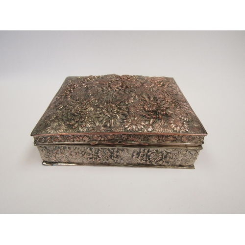 1151 - An embossed silver plated box with floral decoration, a/f, detached lid         (E) £10-20