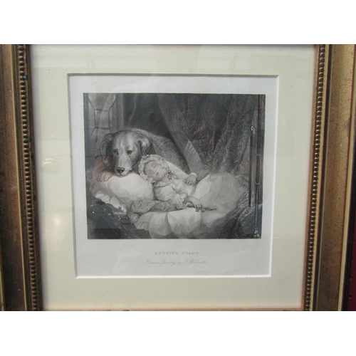 1170 - A pair of engravings after Thomas Woolnoth (1785 - 1857), 'Keeping Guard', dog by a sleeping baby, a... 