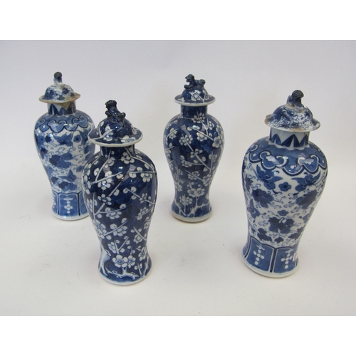 1481 - Two pairs of Chinese porcelain blue and white vases (character marks to bases) all a/f  (R)  £40