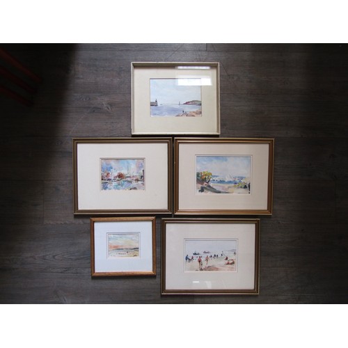 7072 - GEOFFREY WILSON (1920-2010) Five framed and glazed watercolours, various Beach scenes, Coastal and t... 