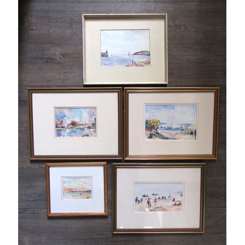 7072 - GEOFFREY WILSON (1920-2010) Five framed and glazed watercolours, various Beach scenes, Coastal and t... 