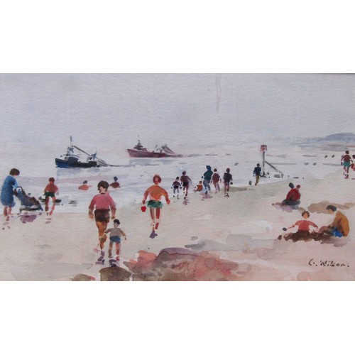 7072 - GEOFFREY WILSON (1920-2010) Five framed and glazed watercolours, various Beach scenes, Coastal and t... 