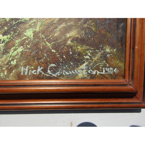 7074 - MICK CAWSTON (1959-2006): An oil on artists board of a fox, signed lower-right and dated 1984. 50cm ... 