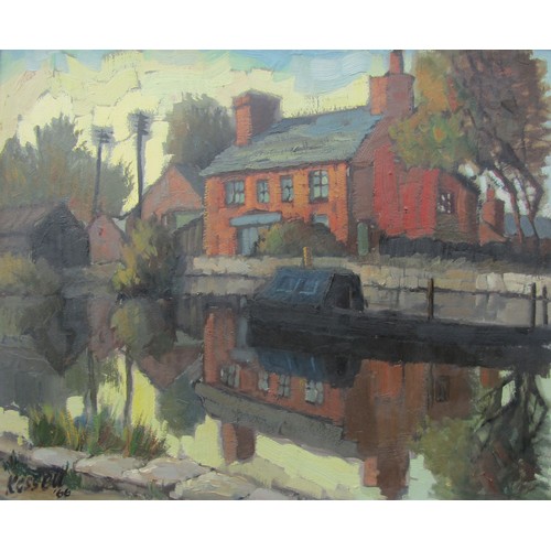 7063 - JAMES EVERETT KESSELL (1915-1978) A framed oil on board, 'The Sephton Brothers house at Sutton Stop'... 