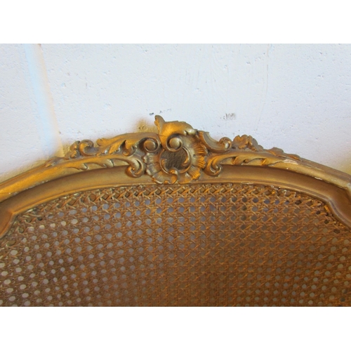 1019 - A giltwood bergere tub chair on cabriole fore legs with carved detailing