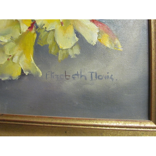 1037 - Five framed floral paintings including still-life, pond lilies, etc., some signed (5)