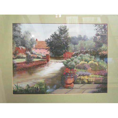 1037 - Five framed floral paintings including still-life, pond lilies, etc., some signed (5)