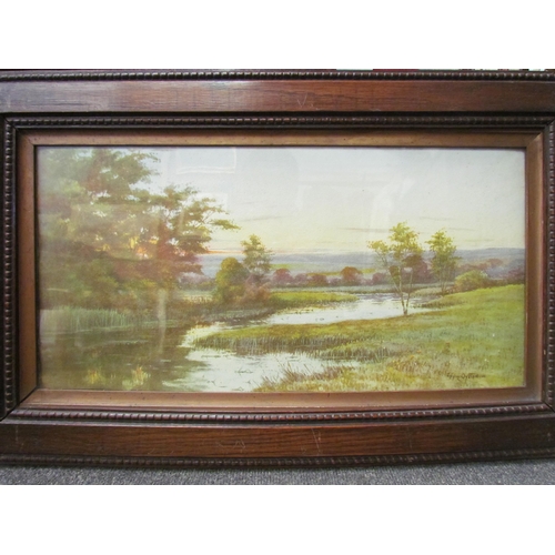 1064 - GEORGE OYSTON: Watercolour depicting a rural river scene.  Signed lower right.  Framed and glazed.  ... 